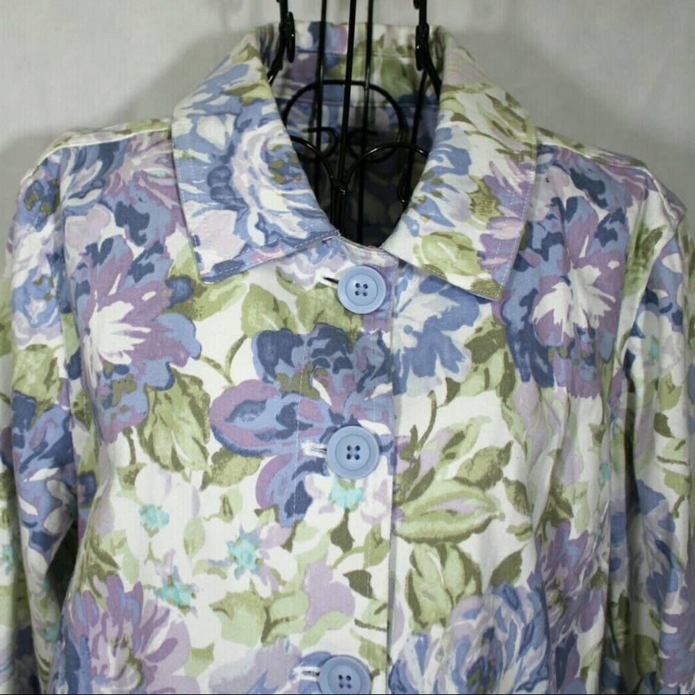 {croft & barrow}Lavender Floral Print Denim Jacket - Picture 6 of 7